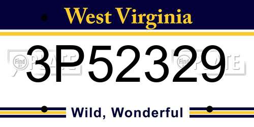 3P52329 West Virginia License Plate