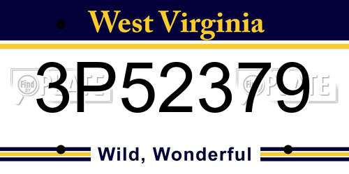 3P52379 West Virginia License Plate