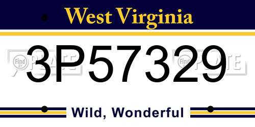 3P57329 West Virginia License Plate