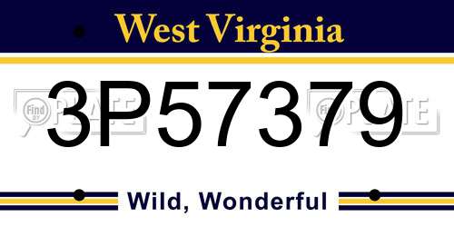 3P57379 West Virginia License Plate