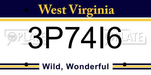 3P74I6 West Virginia License Plate