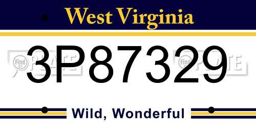 3P87329 West Virginia License Plate