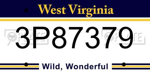 3P87379 West Virginia License Plate