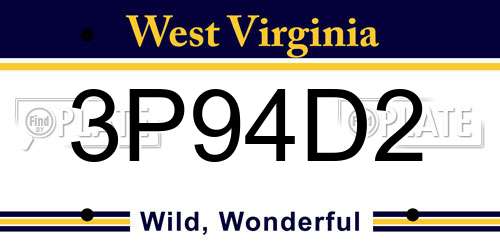 3P94D2 West Virginia License Plate