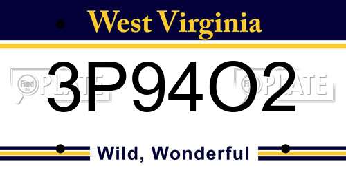 3P94O2 West Virginia License Plate