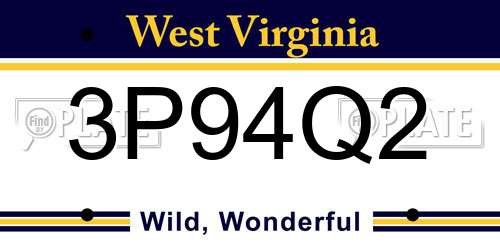 3P94Q2 West Virginia License Plate