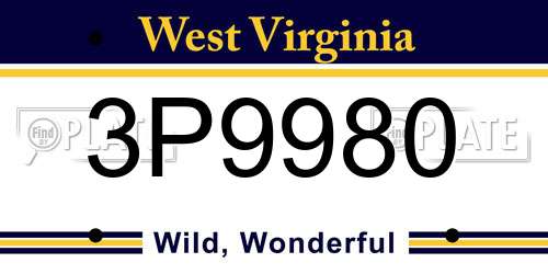 3P9980 West Virginia License Plate