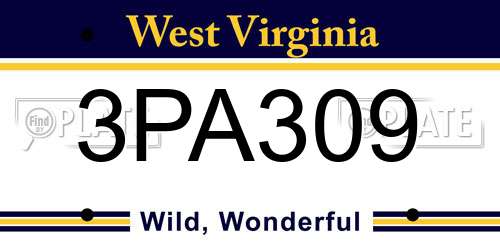 3PA309 West Virginia License Plate