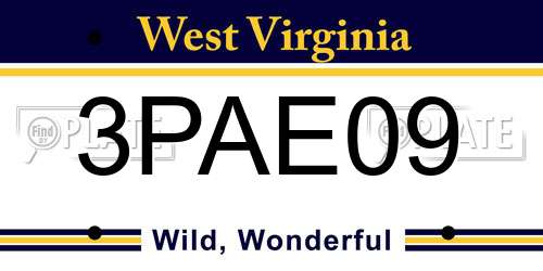 3PAE09 West Virginia License Plate