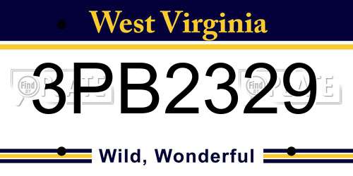 3PB2329 West Virginia License Plate