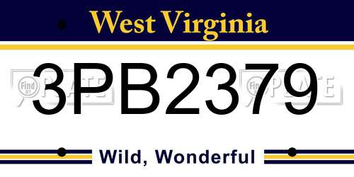 3PB2379 West Virginia License Plate