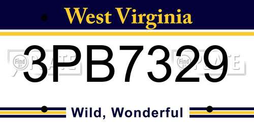 3PB7329 West Virginia License Plate