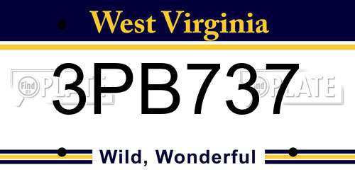 3PB737 West Virginia License Plate