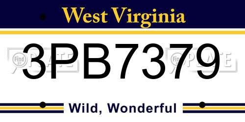 3PB7379 West Virginia License Plate