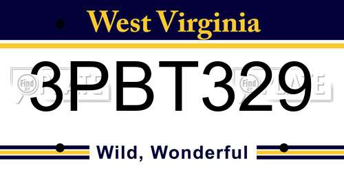 3PBT329 West Virginia License Plate