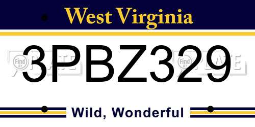 3PBZ329 West Virginia License Plate