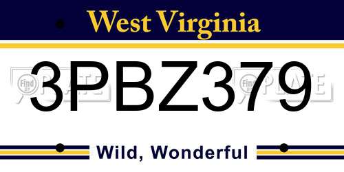 3PBZ379 West Virginia License Plate