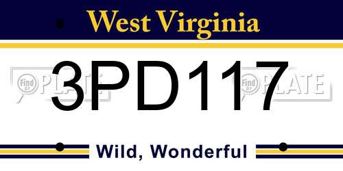 3PD117 West Virginia License Plate