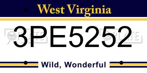 3PE5252 West Virginia License Plate
