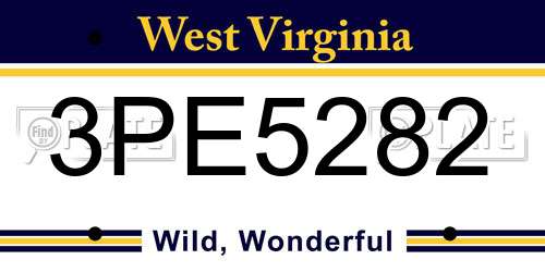 3PE5282 West Virginia License Plate