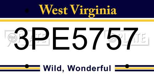 3PE5757 West Virginia License Plate
