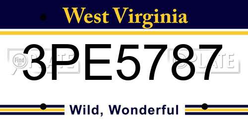 3PE5787 West Virginia License Plate