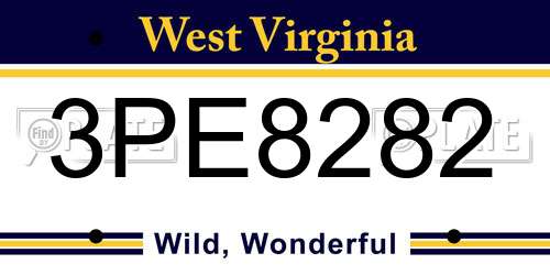 3PE8282 West Virginia License Plate
