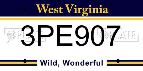 3PE907 West Virginia License Plate