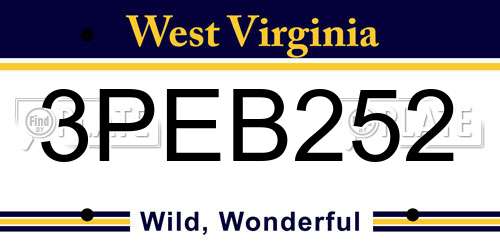 3PEB252 West Virginia License Plate