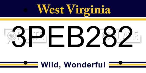 3PEB282 West Virginia License Plate