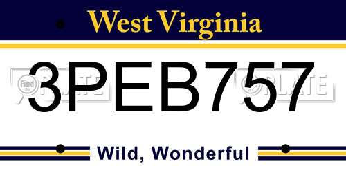 3PEB757 West Virginia License Plate