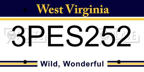 3PES252 West Virginia License Plate
