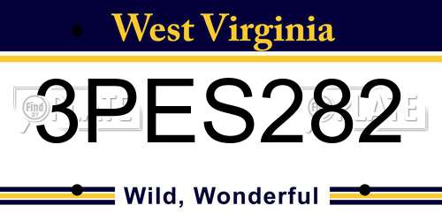3PES282 West Virginia License Plate