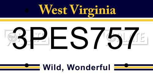 3PES757 West Virginia License Plate