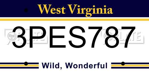 3PES787 West Virginia License Plate