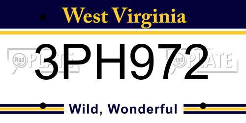 3PH972 West Virginia License Plate