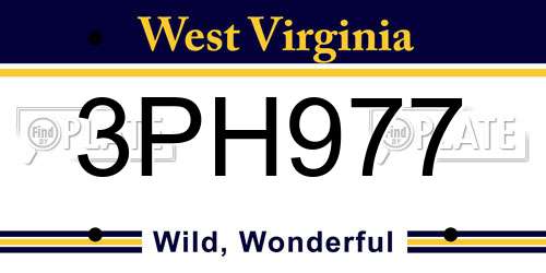 3PH977 West Virginia License Plate