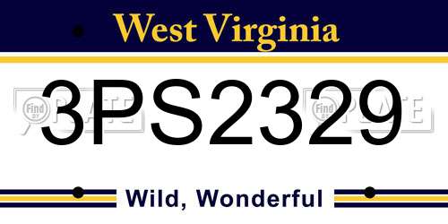 3PS2329 West Virginia License Plate