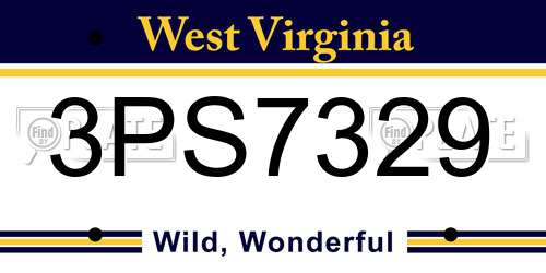 3PS7329 West Virginia License Plate