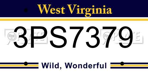 3PS7379 West Virginia License Plate