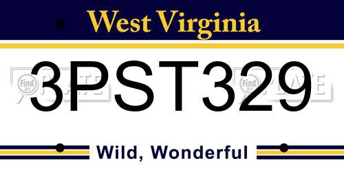 3PST329 West Virginia License Plate