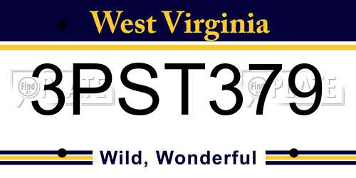 3PST379 West Virginia License Plate