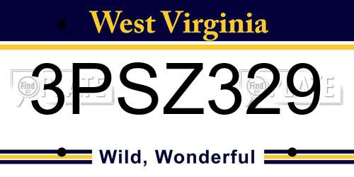 3PSZ329 West Virginia License Plate