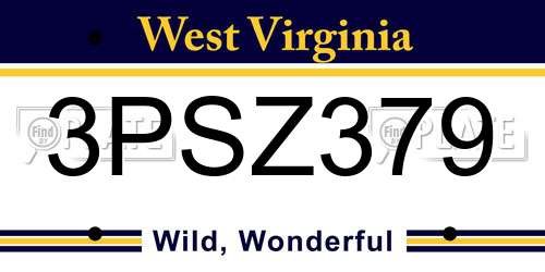 3PSZ379 West Virginia License Plate
