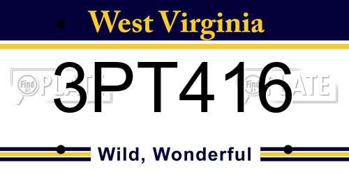 3PT416 West Virginia License Plate
