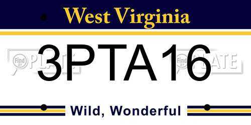 3PTA16 West Virginia License Plate