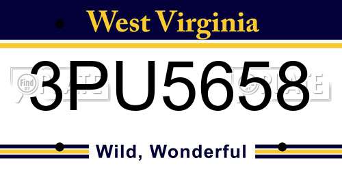 3PU5658 West Virginia License Plate