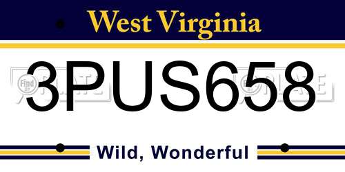 3PUS658 West Virginia License Plate