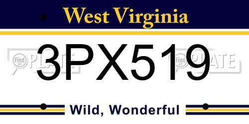 3PX519 West Virginia License Plate