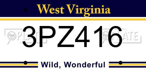 3PZ416 West Virginia License Plate
